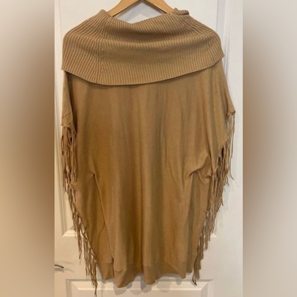 Michael Kors fringe cowl neck poncho sweater Large - Picture 2 of 12